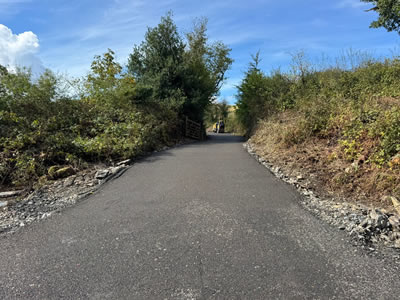 After farm track restoration with recycled road surfacing in Caio Carmarthenshire