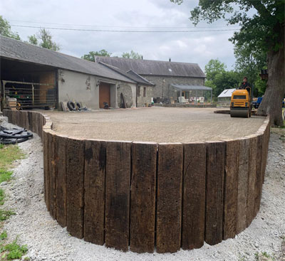 Railway sleeper walling Carmarthenshire